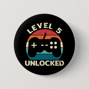 5th Birthday Level 5 Unlocked 6 Cm Round Badge