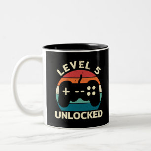 5th Birthday Level 5 Unlocked Two-Tone Coffee Mug