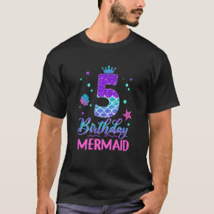 5th Birthday Mermaid Tail 5 Year Old Girl Mermaid T-Shirt