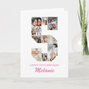 5th Birthday Number 5 Photo Collage Personalised Card