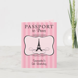 5TH Birthday Paris Passport Invitation