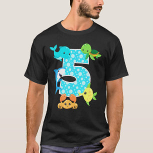 5th Birthday Party 5 Year Old Sea Fish Aquarium Bi T-Shirt