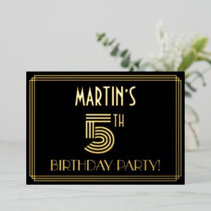5th Birthday Party — Art Deco Style “5” + Name
