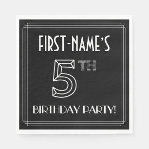 5th Birthday Party: Art Deco Style + Custom Name Napkin