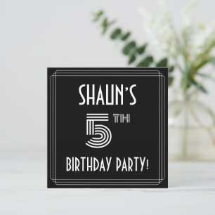 5th Birthday Party: Art Deco Style w/ Custom Name Invitation