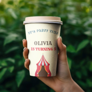 5TH Birthday Party Circus THEME PHOTO COLLAGE Paper Cups