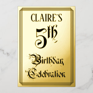 5th Birthday Party — Elegant Script + Custom Name