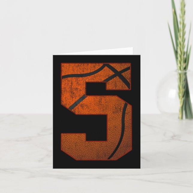 5th Birthday Party Five 5 Year Old Basketball Bday Card (Front)