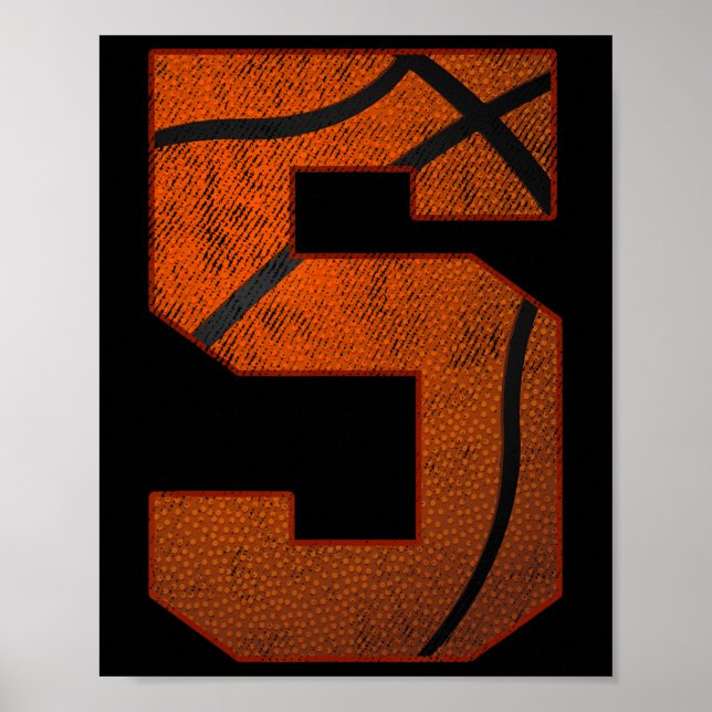 5th Birthday Party Five 5 Year Old Basketball Bday Poster (Front)