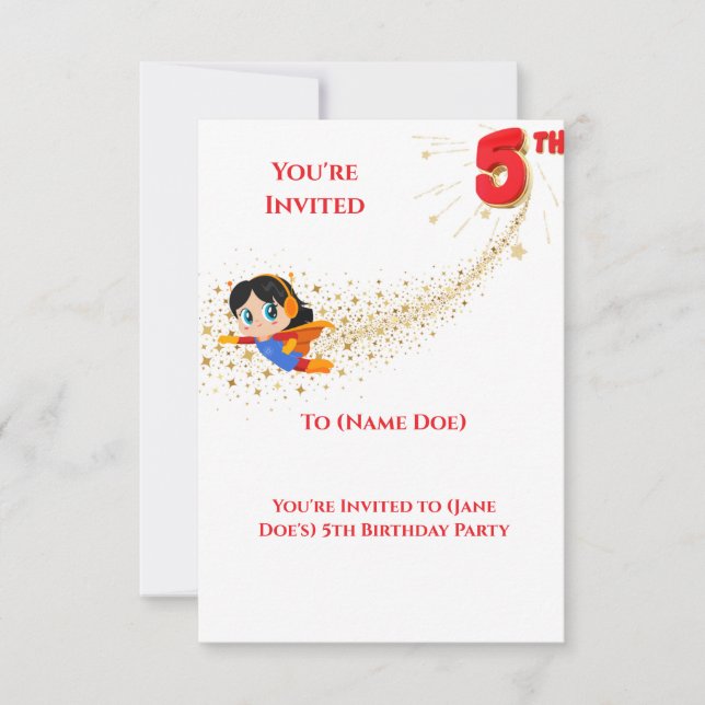 5th Birthday Party Invitation (Front)