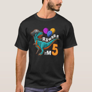 5Th Birthday Pirate Dinosaur Birthday Rex Party T-Shirt