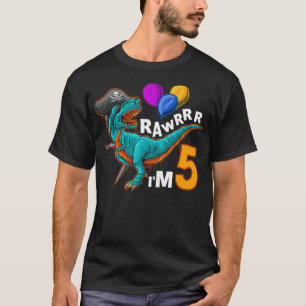5th Birthday Pirate Dinosaur Birthday TRe Party T-Shirt