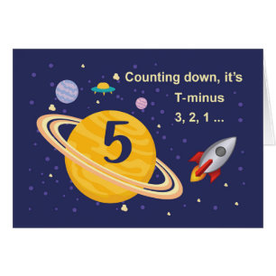 5th Birthday Planets in Outer Space with Rocket