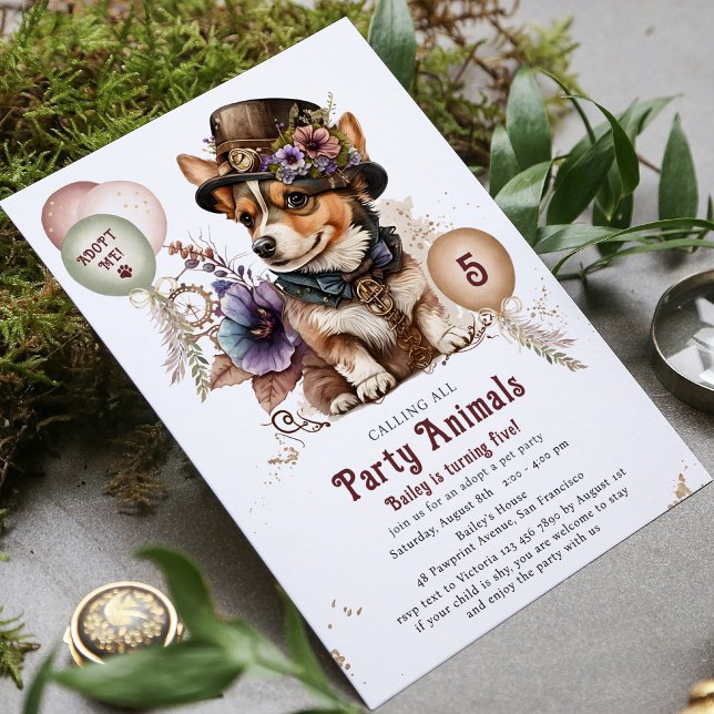 5th Birthday Puppy Dog Pet Adoption Party Invitation (Creator Uploaded)