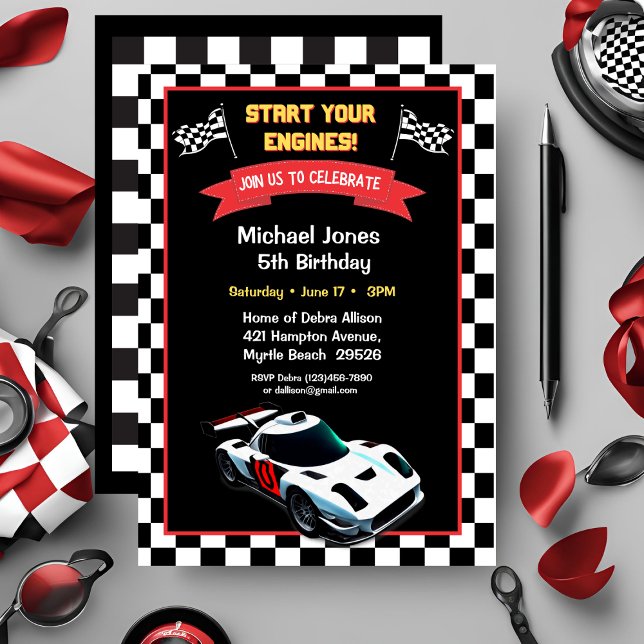  5th  Birthday Race Car Invitation (Creator Uploaded)