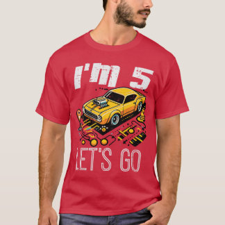 5th Birthday Race Map Im 5 Lets Go Bday Boys Girls T-Shirt