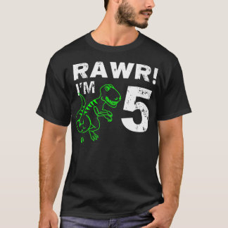 5th Birthday Rawr Im 5 Year Old Dinosaur T-Shirt