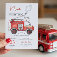5th Birthday Red Fire Truck Fighting Five