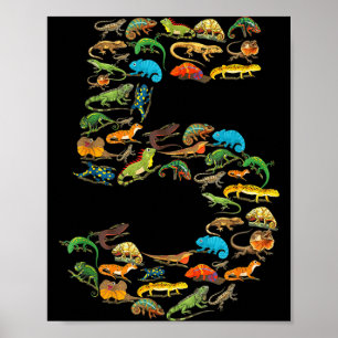 5th birthday reptiles lizards 5 year old birthday poster