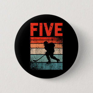 5th Birthday Retro Ice Hockey 5 Years Old Boy Girl 6 Cm Round Badge