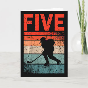 5th Birthday Retro Ice Hockey 5 Years Old Boy Girl Card