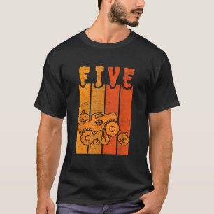 5th Birthday Retro Pumpkin Monster Truck Halloween T-Shirt