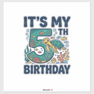 5th Birthday Sea Turtle Underwater Vector Design_1