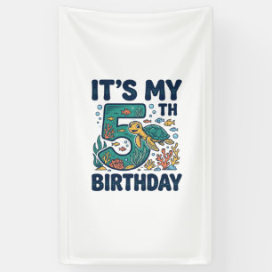 5th Birthday Sea Turtle Underwater Vector Design_1 Banner