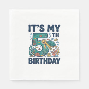 5th Birthday Sea Turtle Underwater Vector Design_1 Napkin