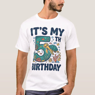 5th Birthday Sea Turtle Underwater Vector Design_1 T-Shirt