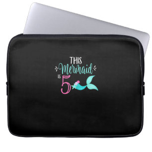 5th Birthday Shirt Mermaid Girl Party THIS MERMAID Laptop Sleeve