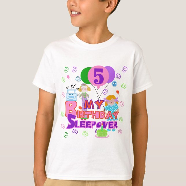 5th Birthday Sleepover Tshirts and Gifts (Front)