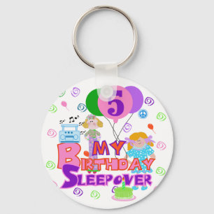 5th Birthday Sleepover Tshirts and Gifts Key Ring