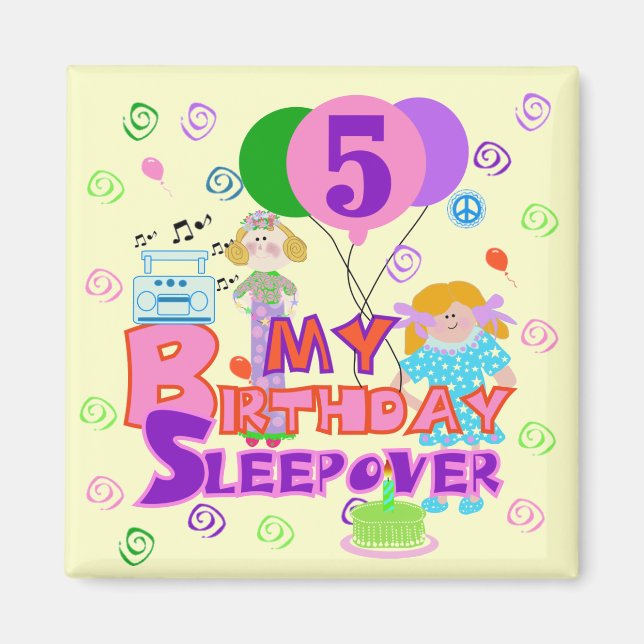 5th Birthday Sleepover Tshirts and Gifts Magnet (Front)