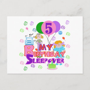 5th Birthday Sleepover Tshirts and Gifts Postcard