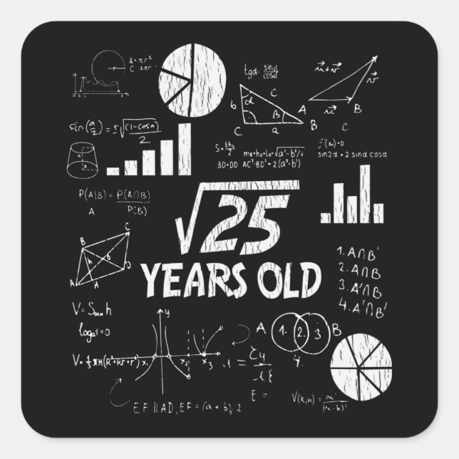 5th Birthday Square Root Math 5 Year Old Bday Gift Square Sticker (Front)