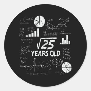 5th Birthday Square Root of 25 - 5 Years Old Bday Classic Round Sticker