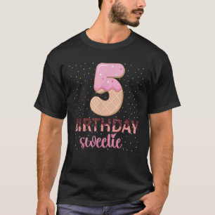 5th Birthday Sweetie Ice Cream Girl 5 Years Old B T-Shirt