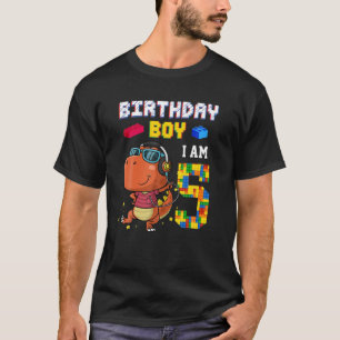 5Th Birthday T Rex Gifts 5 Years Old Block Buildin T-Shirt