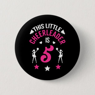 5th Birthday This Little Cheerleader Is 5 Cheerlea 6 Cm Round Badge