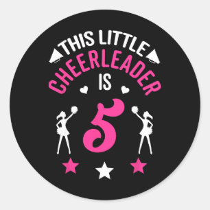 5th Birthday This Little Cheerleader Is 5 Cheerlea Classic Round Sticker
