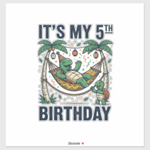 5th Birthday Turtle Hammock Vintage Engraving Desi