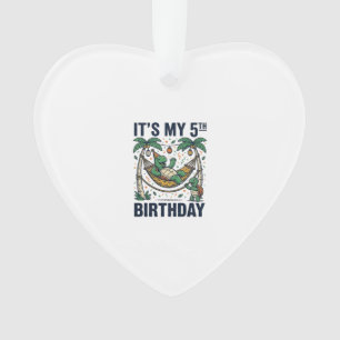 5th Birthday Turtle Hammock Vintage Engraving Desi Ornament