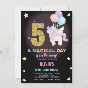 5th Birthday Unicorn Birthday Invitations