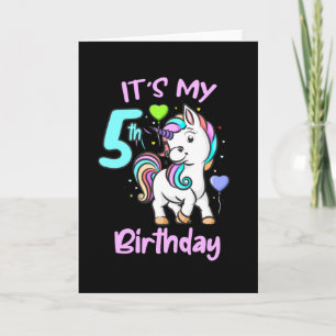 5th Birthday Unicorn Kids Gifts For Girls Card