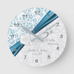5th Blue Wedding Anniversary Keepsake Round Clock