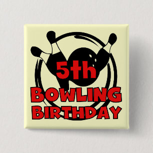 5th Bowling Birthday Tshirts and Gifts 15 Cm Square Badge