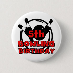 5th Bowling Birthday Tshirts and Gifts 6 Cm Round Badge