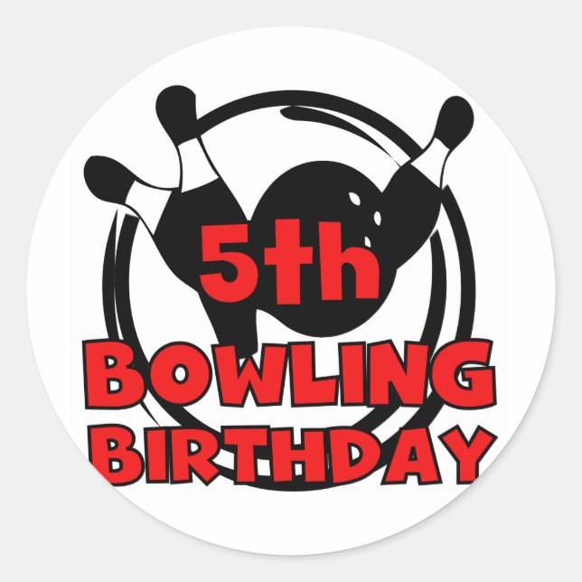 5th Bowling Birthday Tshirts and Gifts Classic Round Sticker (Front)