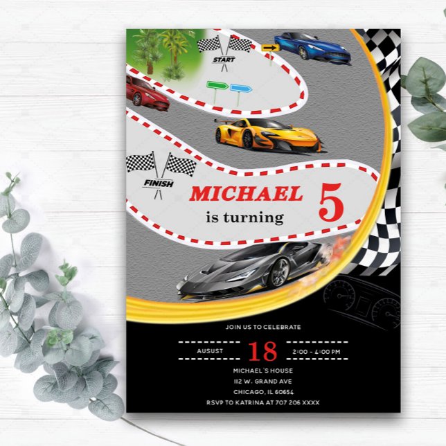 5th Boys Car Birthday Invitations (Creator Uploaded)